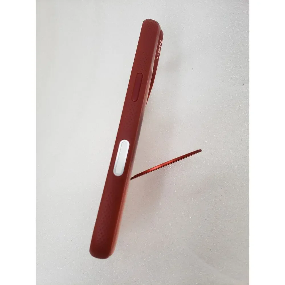 TORRAS Ostand Ring Magnetic Case with Stand for iPhone 17 Pro (Red / Metallic)